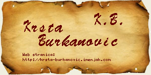Krsta Burkanović vizit kartica